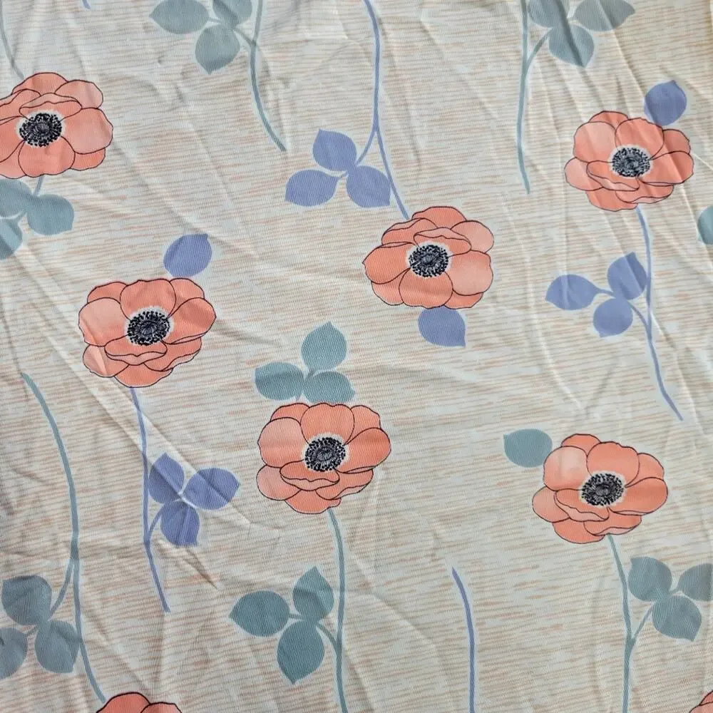 Vintage 70s Polyester (or polyblend) Floral Fabric - 45